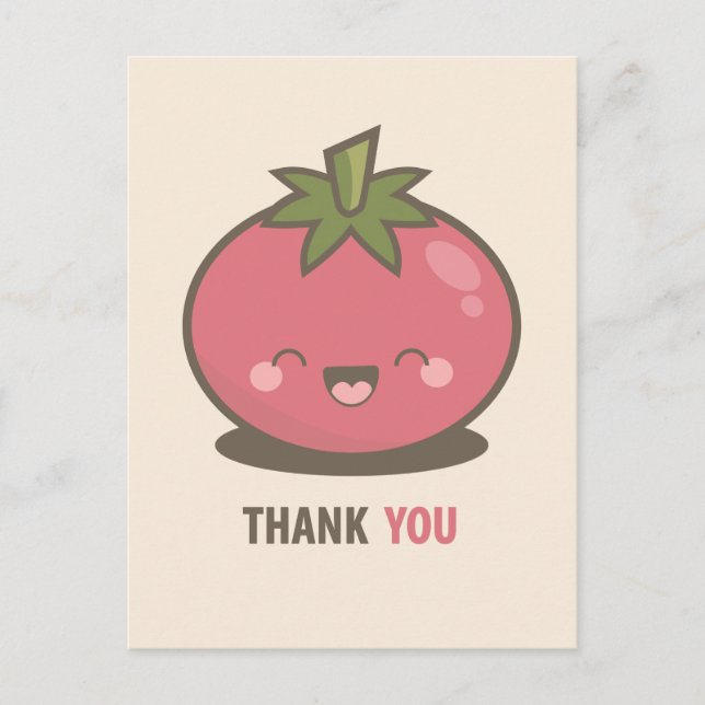 Carte postale de Merci de tomate Kawaii très agréa (Devant)