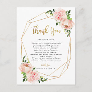 Carte postale de Merci géométrique de Mariage flou