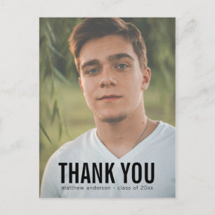 Carte postale de Merci masculin en texte noir