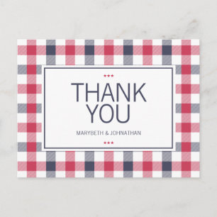Carte postale de Merci préppy rouge, blanc et bleu
