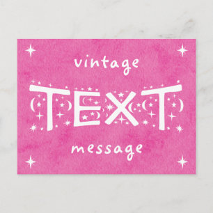 Carte postale de message texte Vintage rose
