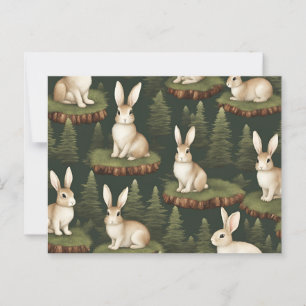 Carte Postale De Mignons Bunnies Amusants Sur Arrière - plan À f