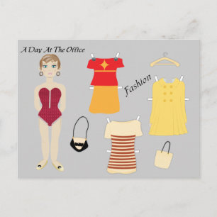 Carte postale de mode poupée papier mignonne