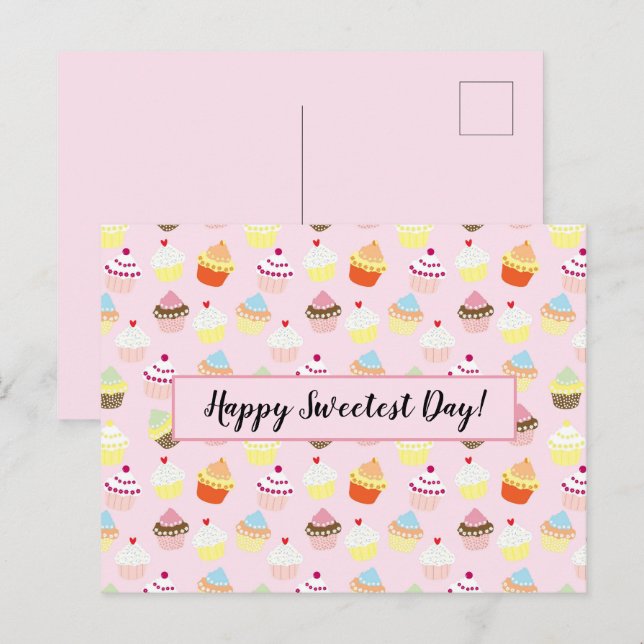 Carte postale de Motif de cupcake de jour mignonne (Devant / Derrière)