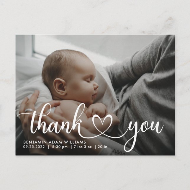 Carte postale de naissance de bébé avec écriture d (Devant)