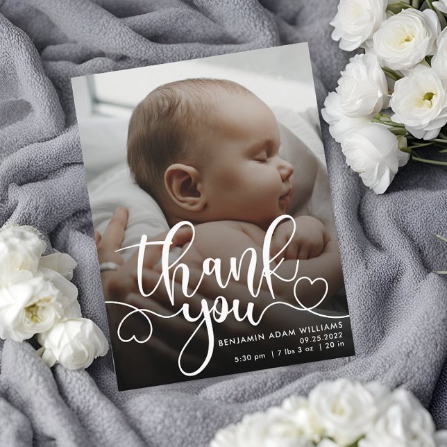 Carte postale de naissance de bébé avec un script  (Créateur téléchargé)