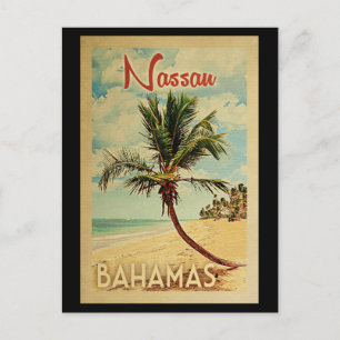 Carte postale de Nassau Palmier Voyage vintage Bah