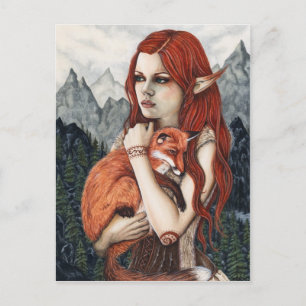 Carte postale de nature d'art d'imaginaire de Fox