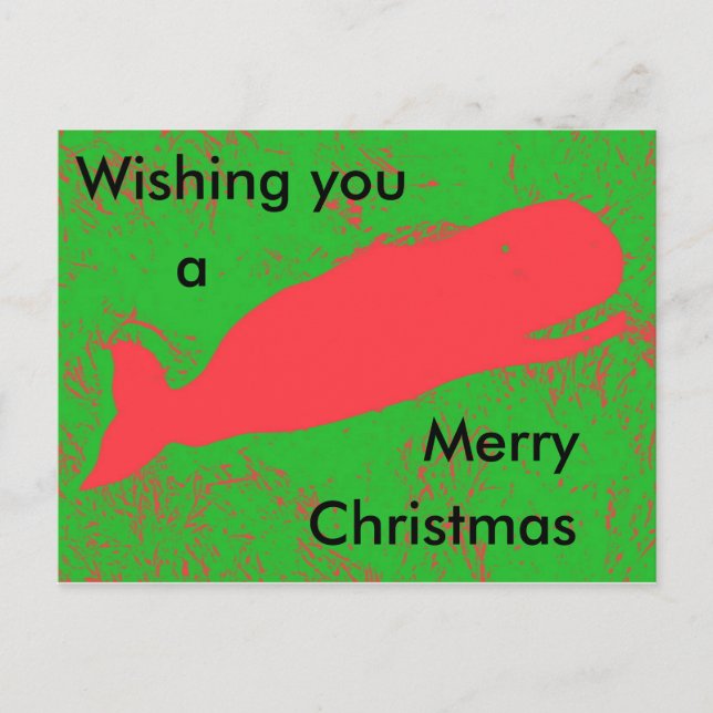 Carte postale de Noël à la baleine rouge (Devant)