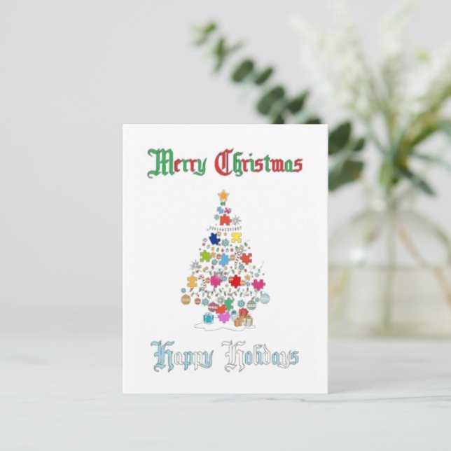 Carte postale de Noël autistique (Debout devant)