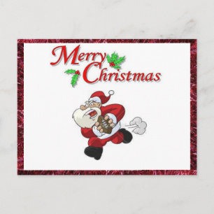 Carte postale de Noël avec Père Noël jouant au foo