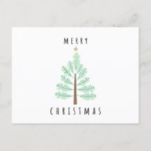 Carte postale de Noël avec sapin et décorations