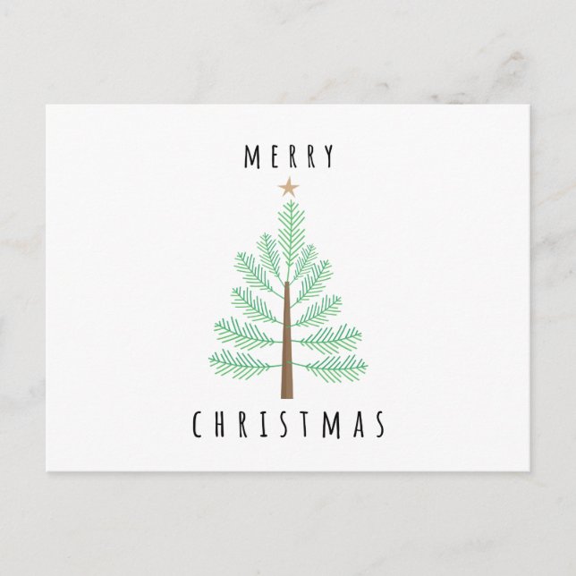 Carte postale de Noël avec sapin et décorations (Devant)
