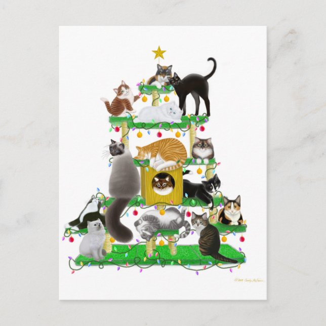 Carte postale de Noël Cat Tree (Devant)
