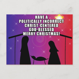 Carte postale de Noël chrétienne politiquement inc