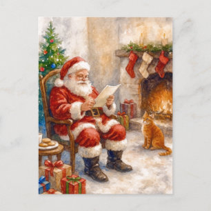 Carte postale de Noël cosy avec le Père Noël lisan