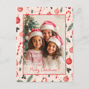 Carte postale de Noël couleur rose