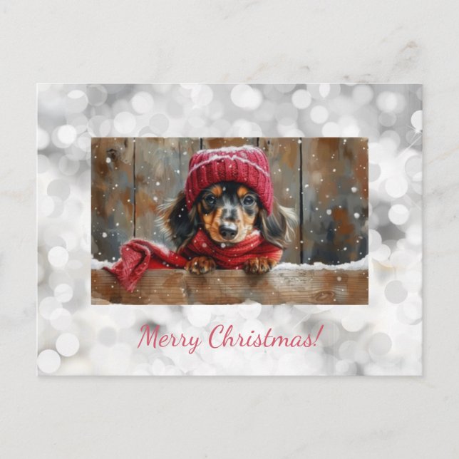 Carte postale de Noël Cute Dachshund (Devant)
