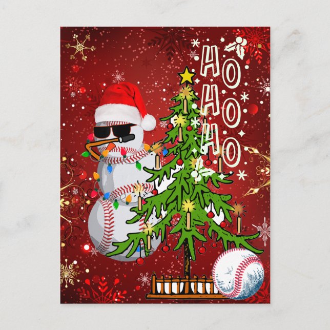 Carte postale de Noël de baseball (Devant)