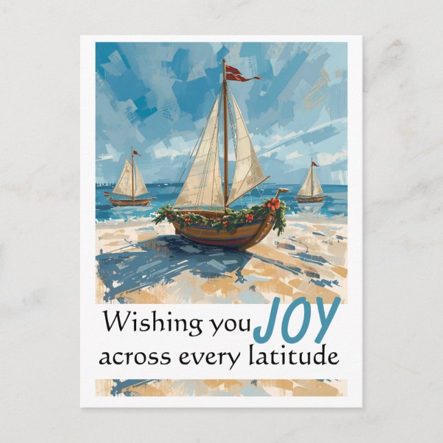 Carte postale de Noël de bateau à voile nautique (Devant)