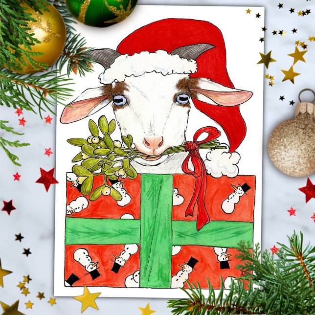 Carte postale de Noël de chèvre par Nicole Janes (Créateur téléchargé)