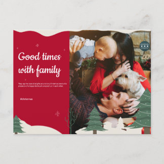 Carte postale de Noël de famille avec bébé et chie