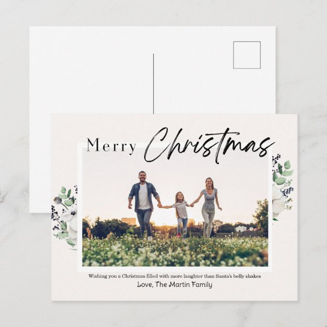 Carte postale de Noël de famille moderne (Devant / Derrière)