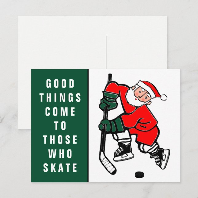 Carte postale de Noël de Hockey Funky (Devant / Derrière)