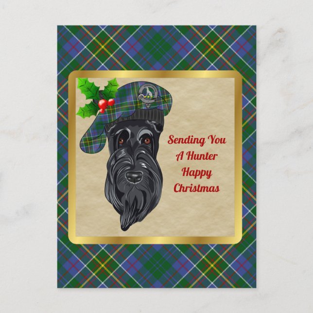 Carte postale de Noël de Hunter Clan et Tartan (Devant)