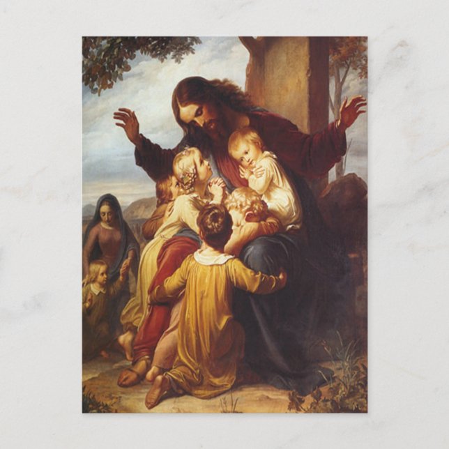 Carte postale de Noël de Jésus et des enfants (Devant)