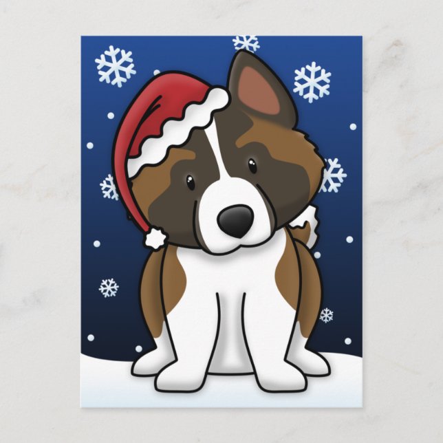 Carte postale de Noël de Kawaii Akita (Devant)