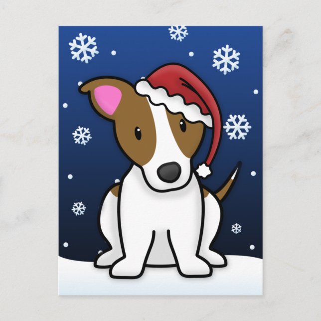 Carte postale de Noël de Kawaii Jack Russell (Devant)