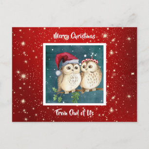 Carte postale de Noël de la Chouette Aquarelle mig