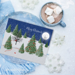 Carte postale de Noël de la forêt enchantée