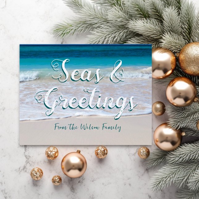 Carte postale de Noël de la mer et des salutations (Créateur téléchargé)