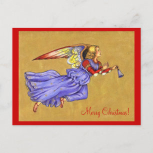Carte postale de Noël de la Renaissance bleue et o