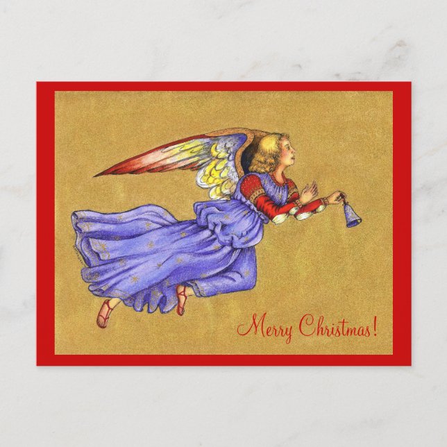 Carte postale de Noël de l'ange Renaissance Bleu e (Devant)