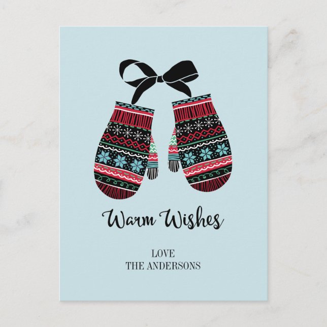 Carte postale de Noël de l'Holiday Mittens (Devant)