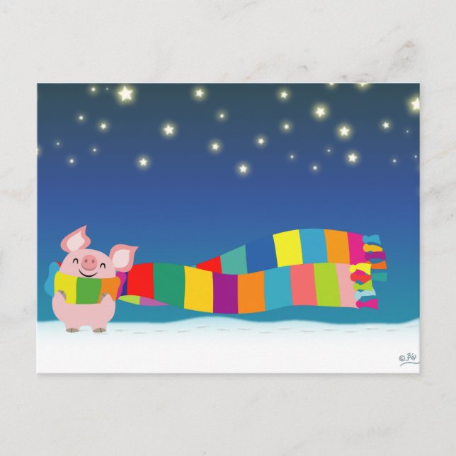 Carte postale de Noël de Little Pig (Devant)