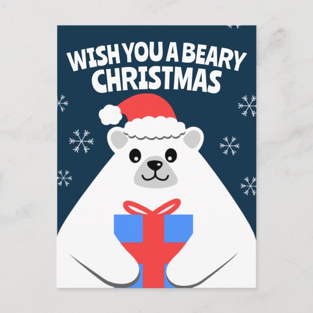 Carte postale de Noël de l'ours polaire personnali (Devant)