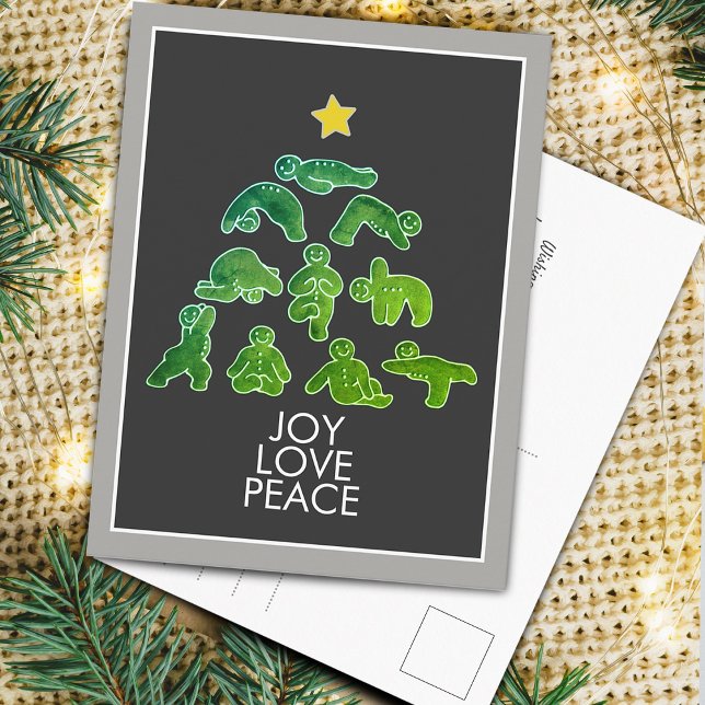 Carte postale de Noël de Noël de la fête du pain d (Yoga Gingerbread Holiday Christmas Postcard)