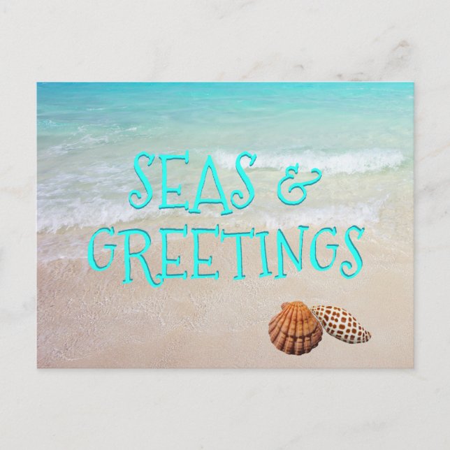 Carte postale de Noël de plage Salutations et Bien (Devant)