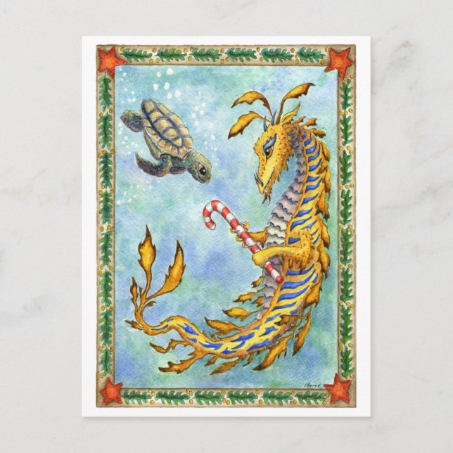 Carte postale de Noël de tortue de Dragon-Mer de (Devant)