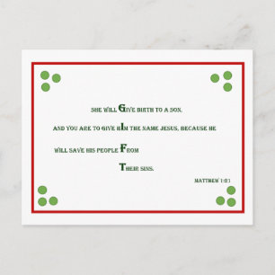 Carte postale de Noël de vers de bible - 1h21 de
