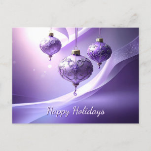 Carte postale de Noël décorative boule violette