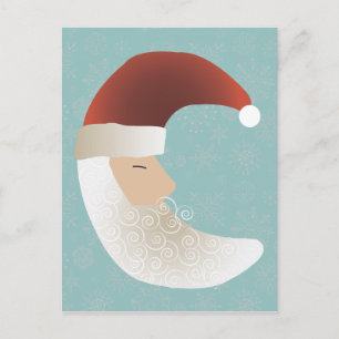 Carte postale de Noël demi-lune Père Noël