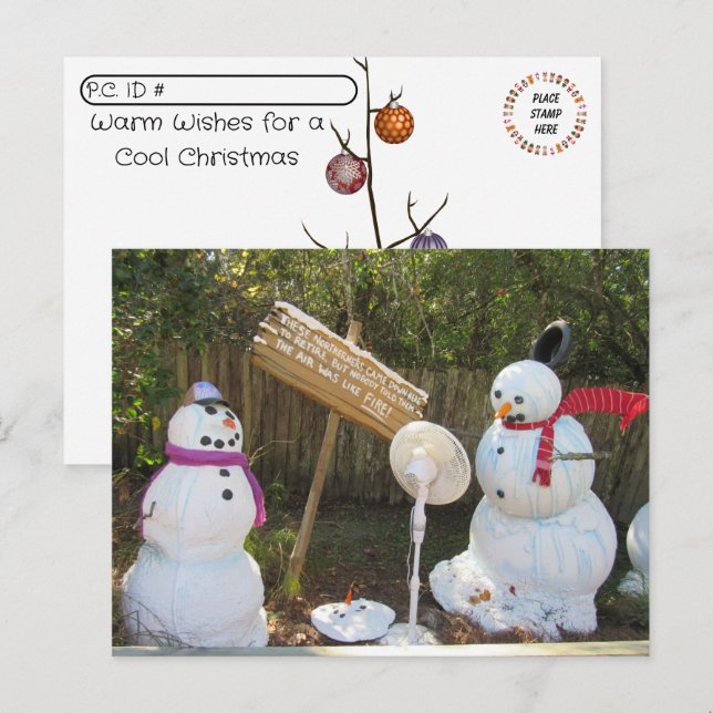 Carte postale de Noël des neigeurs de fonte -2 (Devant / Derrière)