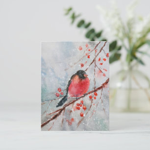 Carte postale de Noël d'oiseaux d'aquarelle   Fest