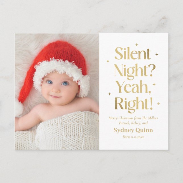 Carte postale de Noël drôle pour nouveau bébé Sile (Devant)