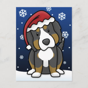 Carte postale de Noël du chien de montagne Kawaii 